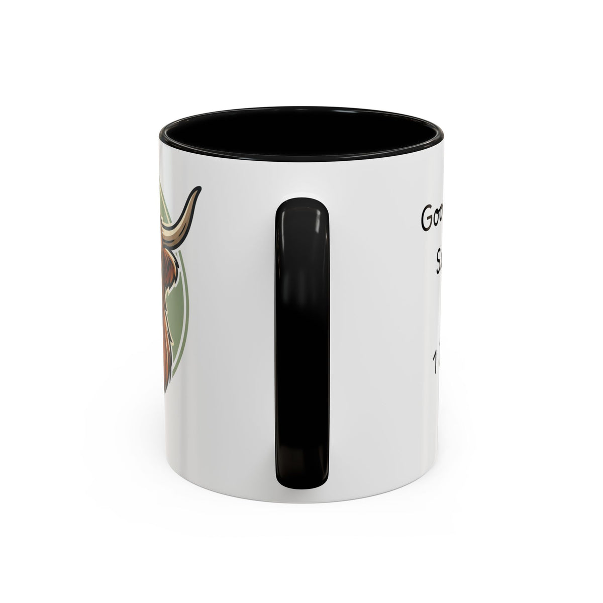 Highland Cow Accent Mug | "Moo-ning" | 1 John 4:8 | Faith & Fun Coffee Mug