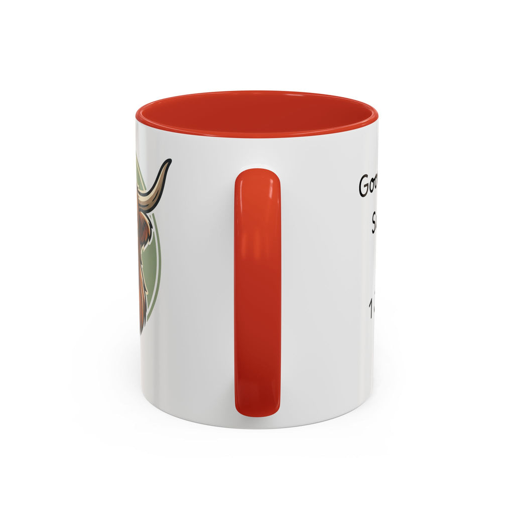 Highland Cow Accent Mug | "Moo-ning" | 1 John 4:8 | Faith & Fun Coffee Mug