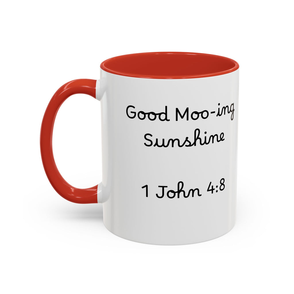 Highland Cow Accent Mug | "Moo-ning" | 1 John 4:8 | Faith & Fun Coffee Mug