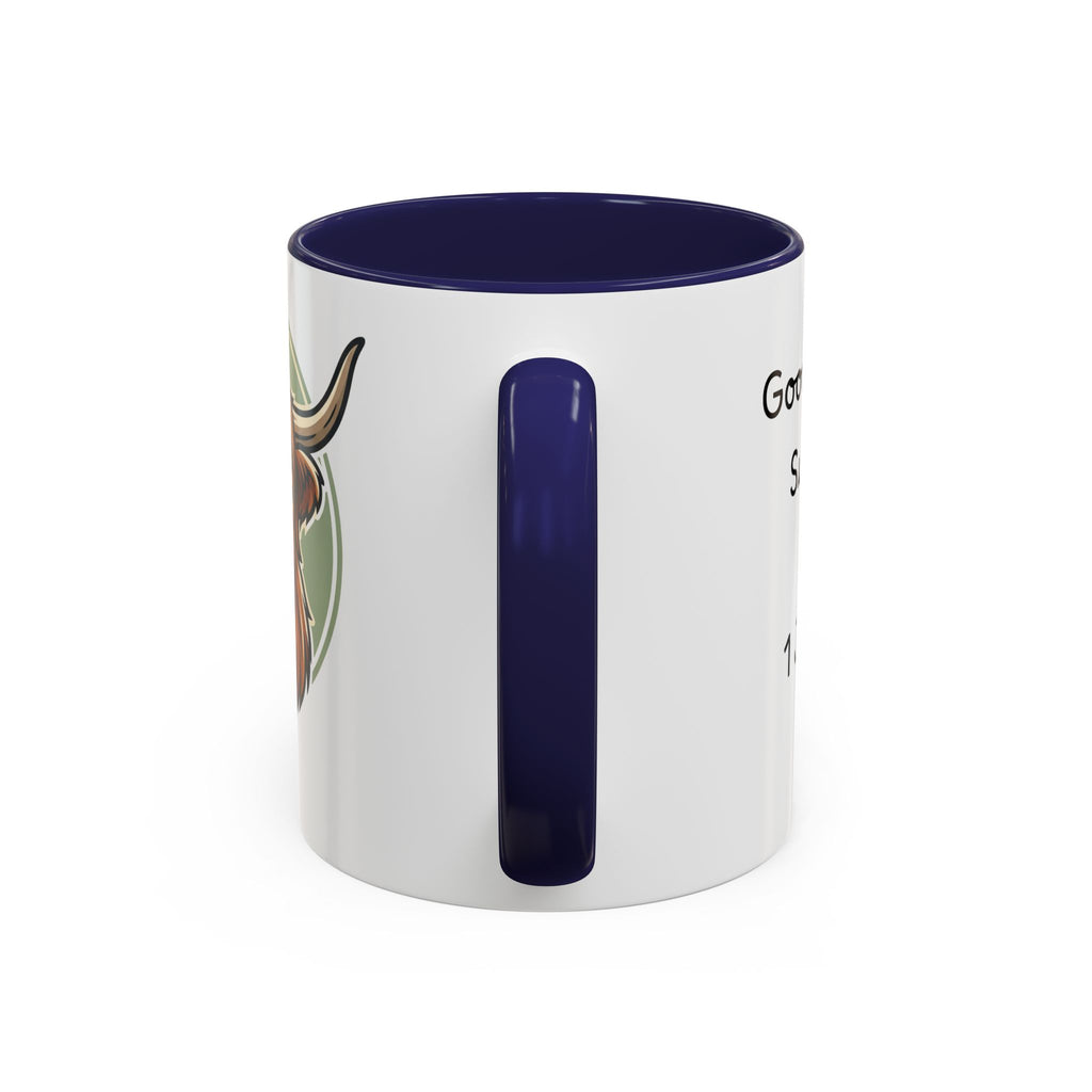 Highland Cow Accent Mug | "Moo-ning" | 1 John 4:8 | Faith & Fun Coffee Mug
