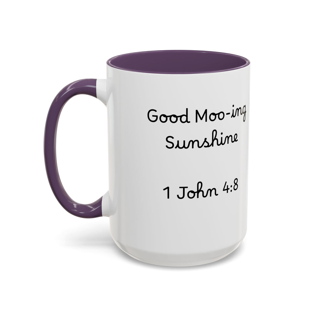 Highland Cow Accent Mug | "Moo-ning" | 1 John 4:8 | Faith & Fun Coffee Mug