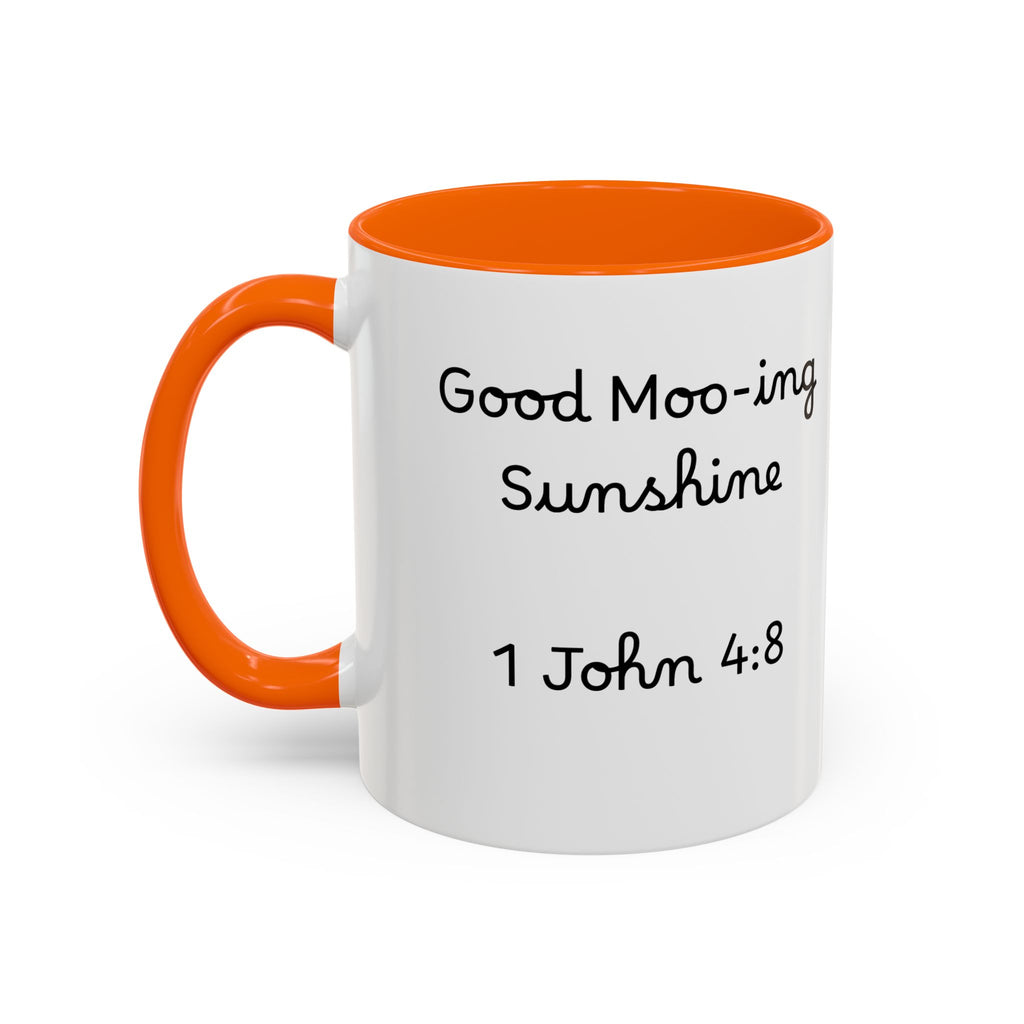 Highland Cow Accent Mug | "Moo-ning" | 1 John 4:8 | Faith & Fun Coffee Mug