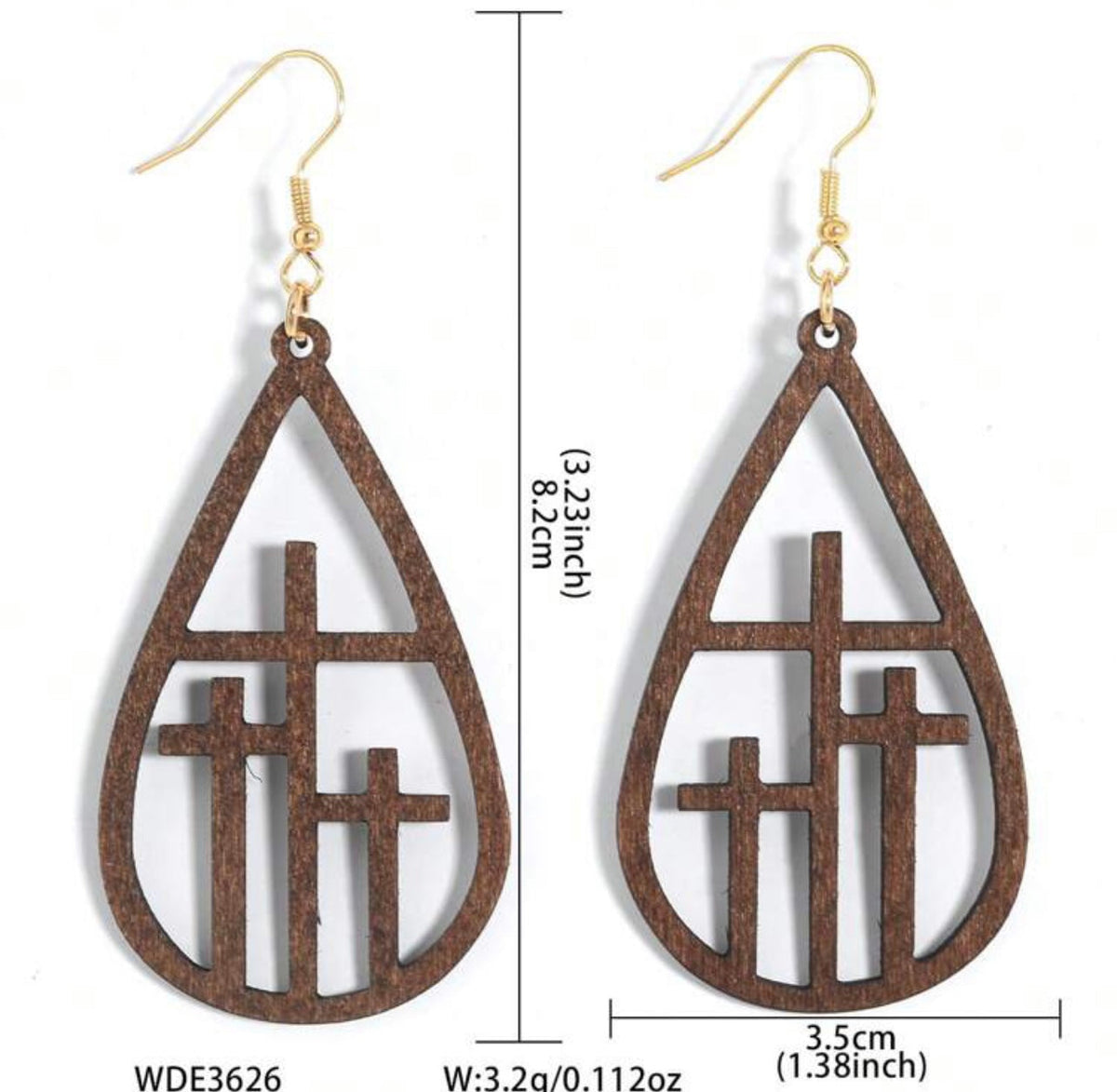 Beautiful Cross at Calvary Wood Earrings