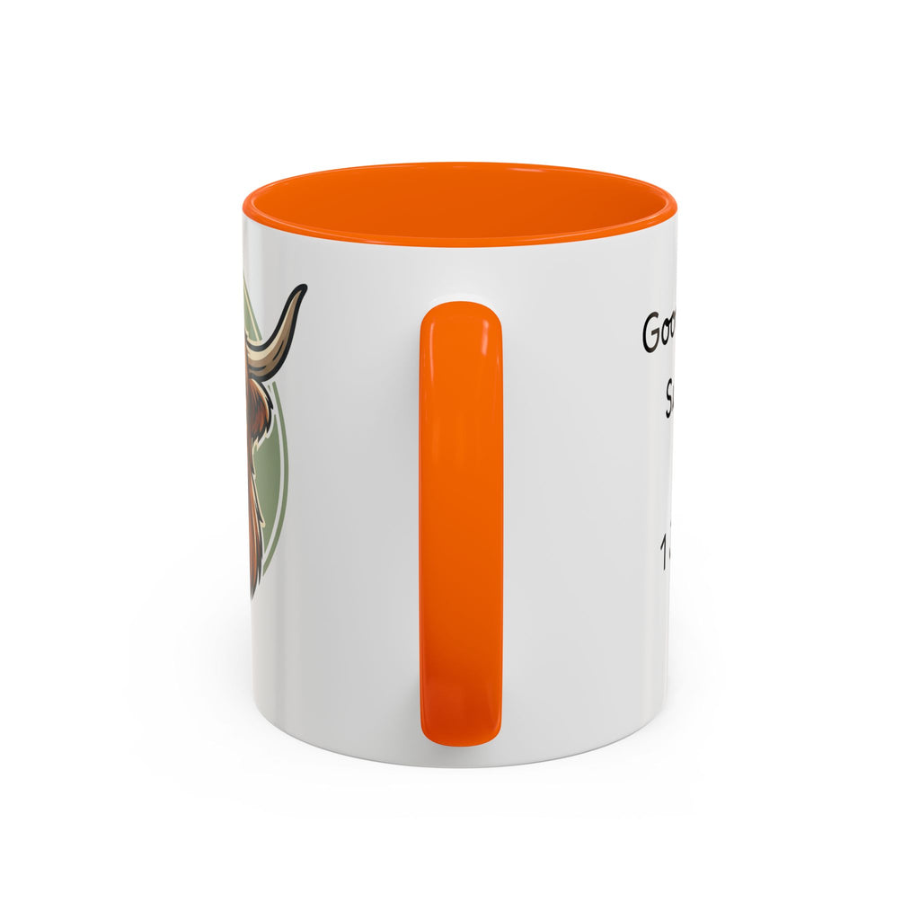 Highland Cow Accent Mug | "Moo-ning" | 1 John 4:8 | Faith & Fun Coffee Mug