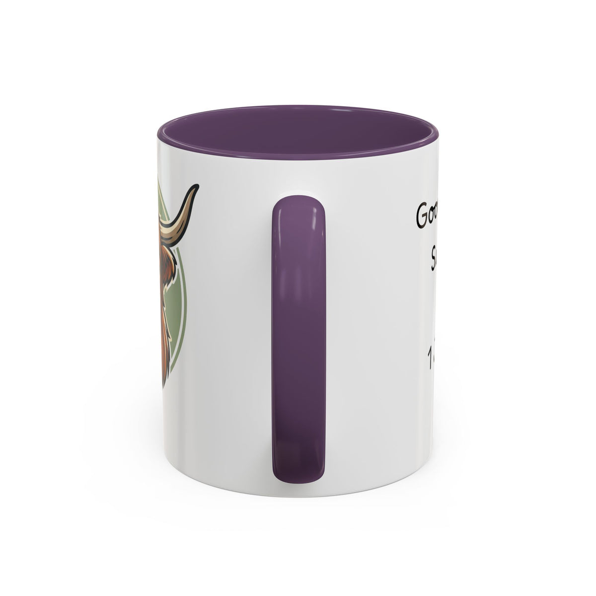 Highland Cow Accent Mug | "Moo-ning" | 1 John 4:8 | Faith & Fun Coffee Mug