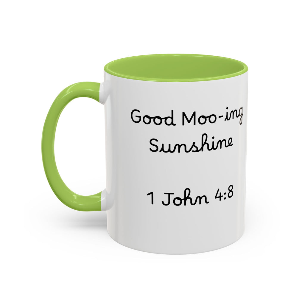 Highland Cow Accent Mug | "Moo-ning" | 1 John 4:8 | Faith & Fun Coffee Mug
