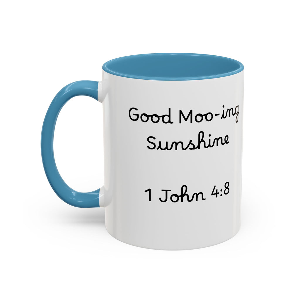 Highland Cow Accent Mug | "Moo-ning" | 1 John 4:8 | Faith & Fun Coffee Mug
