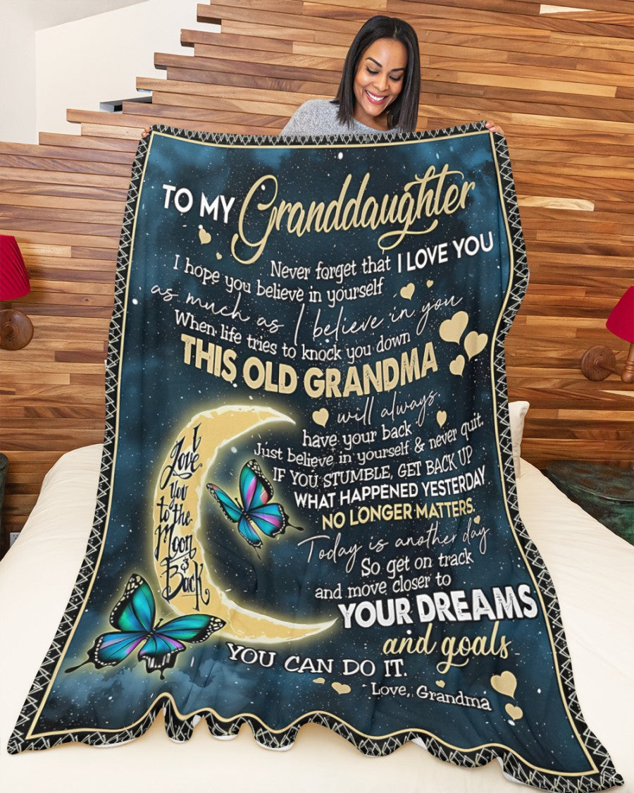 BLANKET FOR GRANDDAUGHTER – COMFORT & WARMTH GIFT FROM GRANDMA  Sherpa Fleece Quilt Blanket NTTD00 (SKUB-BLK-GMD2)