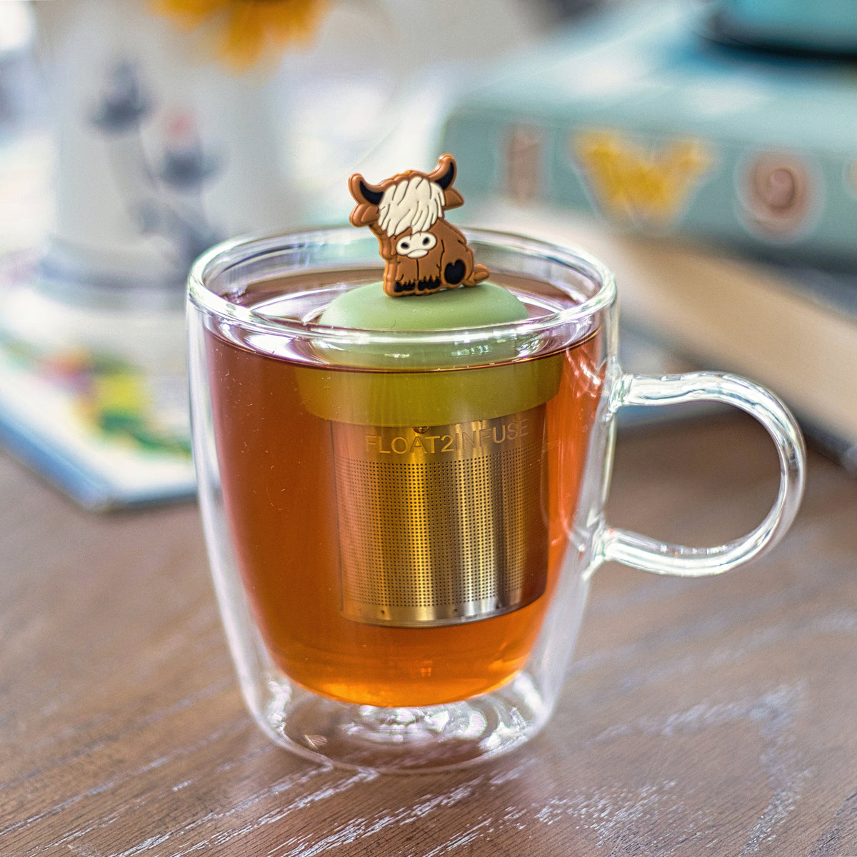 Floating Adult Highland Cow Tea Infuser - Cute Animal Tea Infuser for Loose Leaf Tea